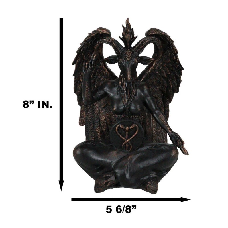 Pagan Occult Sabbatic Goat Idol Baphomet Sitting Meditation Figurine 8"H