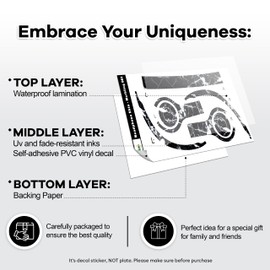 Sticker Cover Compatible with Beats Solo 3, Black Marbling - Headphone Stickers