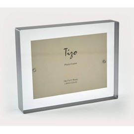 Tizo 5" X 7" Lucite Crystal Clear Photo Frame, Silver Border