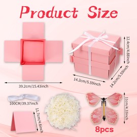 Pink Butterfly Explosion Gift Box 8 Pcs Flying Flying Butterfly Surprise Box Creative DIY Exploding Surprise Gift for Christmas Birthdays Wedding Anniversaries