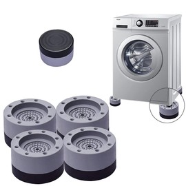 XFSRG 4 x Universal Washing Machine Pads Pads for Washing Machine Base, Anti-Skid, Drainage Foot Anti-Rust Support for Fridge, Dryer, Grey