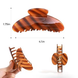 Pinzas grandes de acetato de 4,1 pulgadas para mujer, pinzas de caparazón de tortuga para cabello grueso, resistentes, antideslizantes y de primera ca