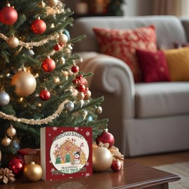 XYDEG Christmas Decorations, Funny Christmas Decor Wooden Box Sign, Cute Winter Decor, Gingerbread House Winter Decor Wood Box Signs Blocks for Home, Bedroom Kitchen Shelf Desk Indoor Decor 5x5