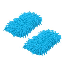 HARFINGTON 2pcs Car Wash Sponge 8.7" x 4.3" Chenille Microfiber Mitt Scratch-Free Absorbent Scour Scrubber Cleaning Sponge for Washing Detailing on Cars, Trucks, SUV, Boats, RVs, Light Blue