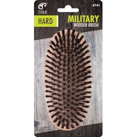 TITAN Hard Wooden Brush for Men and Women – Soft Bristles for Fine to Medium Hair – Use for Detangling, Smoothing, Wave Styles, Soft on Scalp, Restore Shine and Texture HARD MILITARY BRUSH