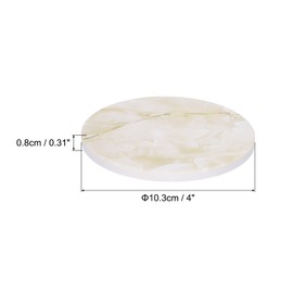 sourcing map 4Pcs Absorbent Coasters Yellow Marble Gilding Pattern Round Coaster with Cork Backing Non-Slip for Home Office 4inches.