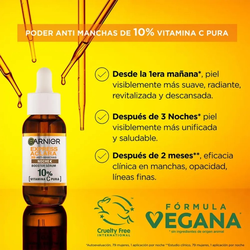 Garnier Exp. Aclara Sérum Noche Antimanchas Vitamina C Pura