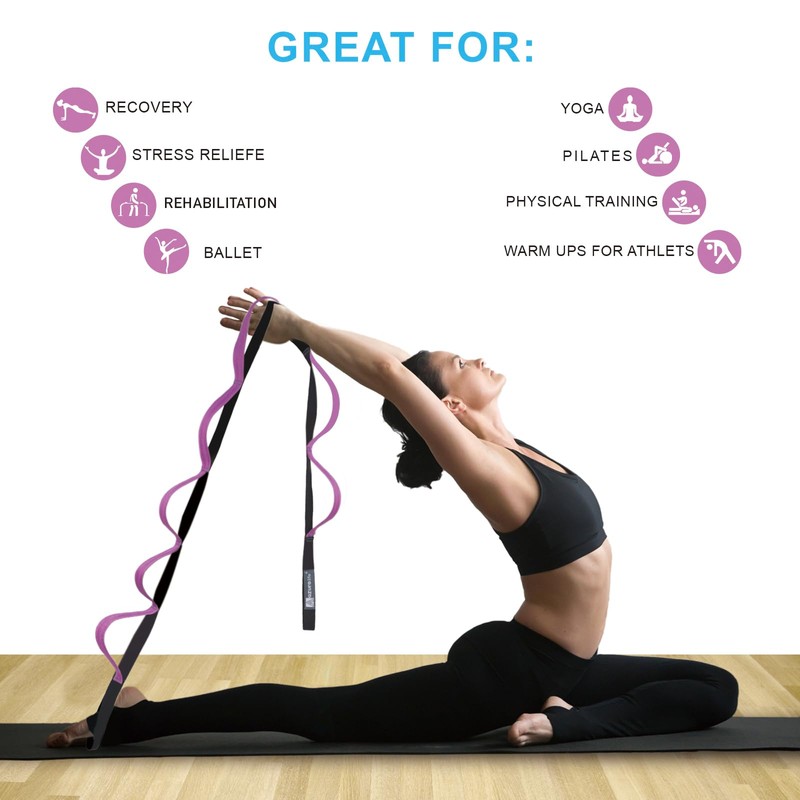 A AZURELIFE Premium Durable Stretch Straps with Loops, Stretching Strap
