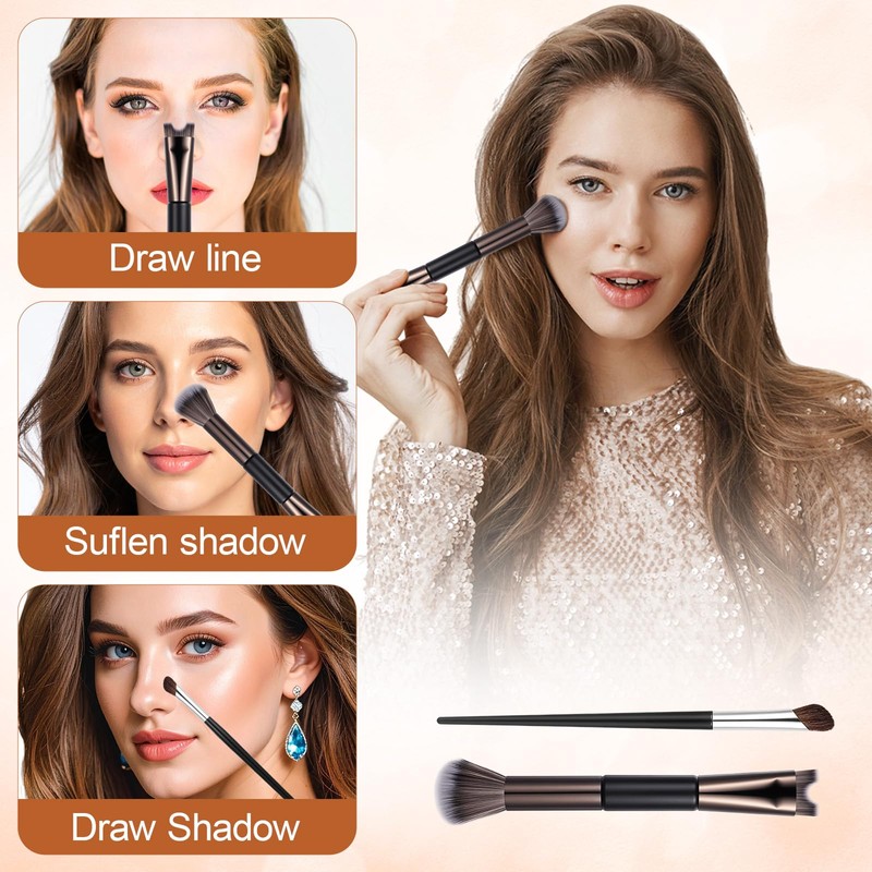 2Pcs Nose Contour Brushes for Makeup Shimmeroo Double-Ended Nose Angled