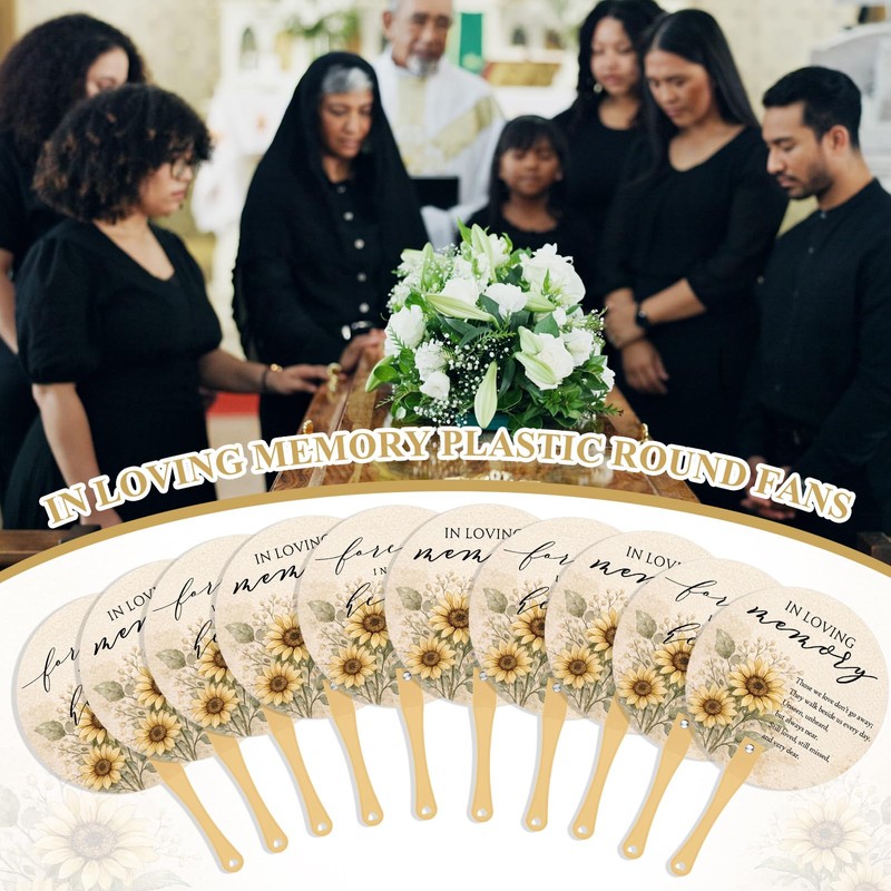 100 Pcs Funeral Favors for Guests Funeral Fans Bulk, Sunflowers