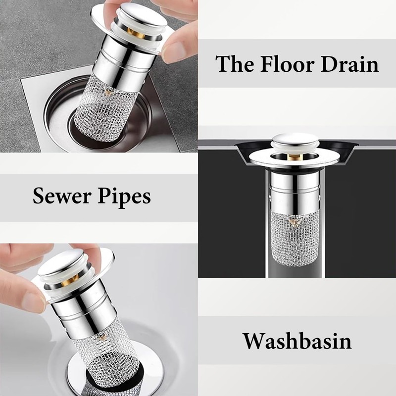 Pack of 2 Stainless Steel Floor Drain Strainer, Stainless Steel