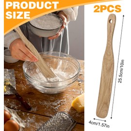 Sourdough Spurtle 2-Piece Set - Handcrafted Wooden Stirring Tools for Bread Baking & Starter Mixing, Spatula with Hanging Holes (Baker's Essential Kitchen Utensils Home Bakers)