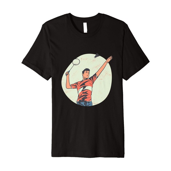 Retro Badminton Birdie: Badminton Serve Premium T-Shirt