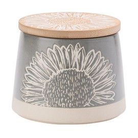 ENGLISH TABLEWARE CO Company Artisan Flower Grey Canister with Bamboo Lid