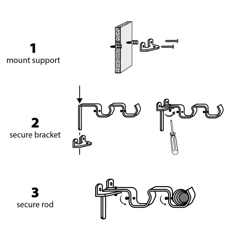 SatoriHome Double Rod Curtain Brackets, Set of 3 – Bronze