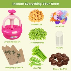 Arts and Crafts Kit for Kids Ages 4-8, Flower Bouquet Toys,DIY Flower Market Toys,Build Your Flower Bouquet,Educational Christmas Birthday Gifts for 3 4 5 6 7 8 9 Year Old Girls (CA Rose)