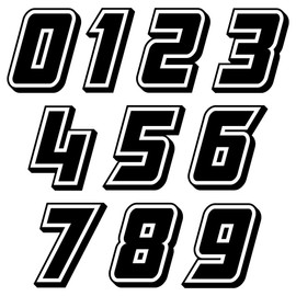 Autodomy Motorcycle Motocross Number Start Number Sticker Pack of 10 for Motorcycle Quad ATV Car Racing Number Sticker Resistant to Rain and Sun Black