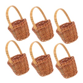 Ciieeo 6 Pcs Mini Basket Rattan Basket Rattan Basket Small House Accessories Miniature Storage Basket Decor Mini Flower Miniature Flower Woven Dollhouse
