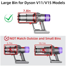 Canister Dust Bin and Filter Replacement Compatible With Dyson V11, V15, SV14, SV15, SV22 Vacuum Cleaners Bin Vacuum Dust Bucket HEPA Filter Attachments Part no. 970050-01/965443-01, NOT for Outsize