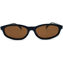 Kursan Oval Sunglasses for Women Men Fashion 90s Style Small Narrow Face Sun Glasses (Bright Black/Brown)