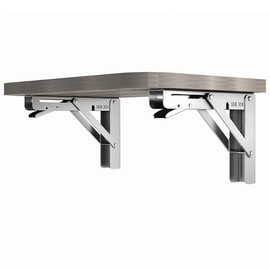 2PCS 10 Inch Length Stainless Steel Triangle Folding Angle Bracket Adjustable Wall Mounted Durable Bearing Shelf Bracket DIY Home Table Bench