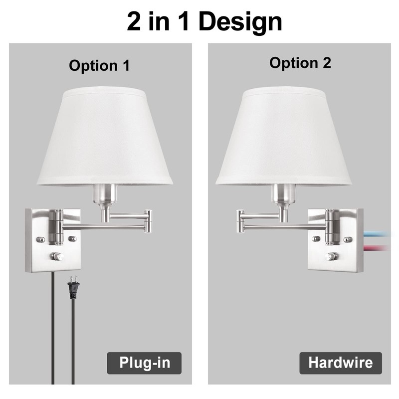 TRLIFE Wall Sconce Plug in, Dimmable Wall Sconces Set of