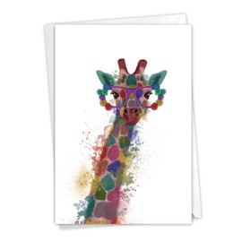 NobleWorks - Fun Congratulations Card with Envelope - Congrats Humor, Encouragement Greeting - Funky Rainbow Wildlife C4948HCGG