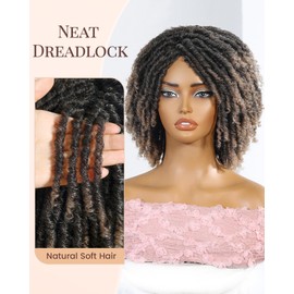 Dreadlock Wig For Black Women And Men Short Afro Twist Faux Locs Braided Wigs Glueless Synthetic Afro Curly Wigs (Ombre Blonde, 12 Inch)