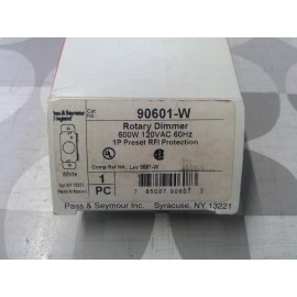 Pass & Seymour 90601-W 600W 120V 1 Pole Rotary Dimmer **Free Shipping**