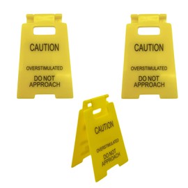 Caution Overstimulated Desk Sign, Funny Do Not Approach Sign - Gift, Humorous Mini Signage, Novelty Desk Decor for Office Cubicle (1pc) (2)