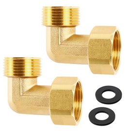 2 pieces 3/4 inch brass movable fitting, 3/4 inch female x male thread, 90 degree angle fitting, brass angle 90°, DN20 pipe angle bend, suitable for connecting to gas and liquid lines
