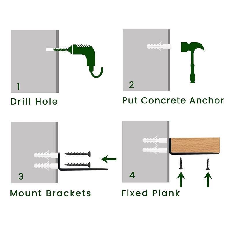 MIUGO 6 Pack Heavy Duty Shelf Brackets 8 inch, Floating