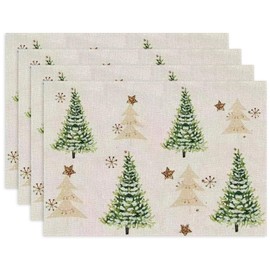 Bseical Set of 4 Christmas Place Mats, 30 x 45 cm, Christmas Place Mats, Washable, Linen Christmas Place Mats for Kitchen, Party Decoration (G)