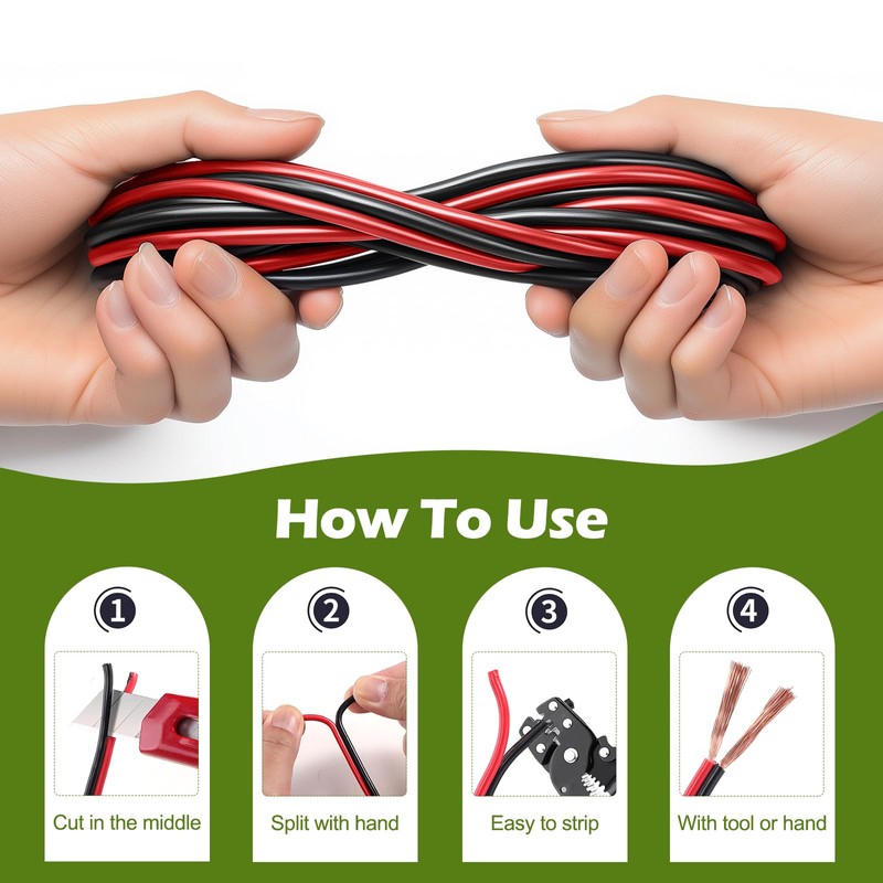 TYUMEN 100FT 14/2 Gauge Red Black Cable Hookup Electrical Wire