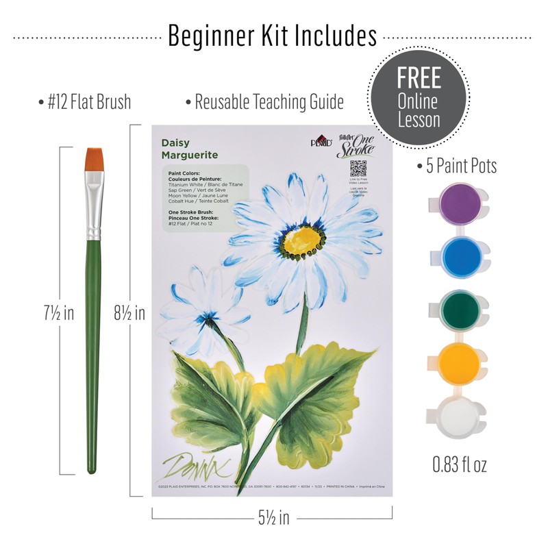 FolkArt One Stroke, Beginner Painting Kit, Includes 5 Paint Pots,