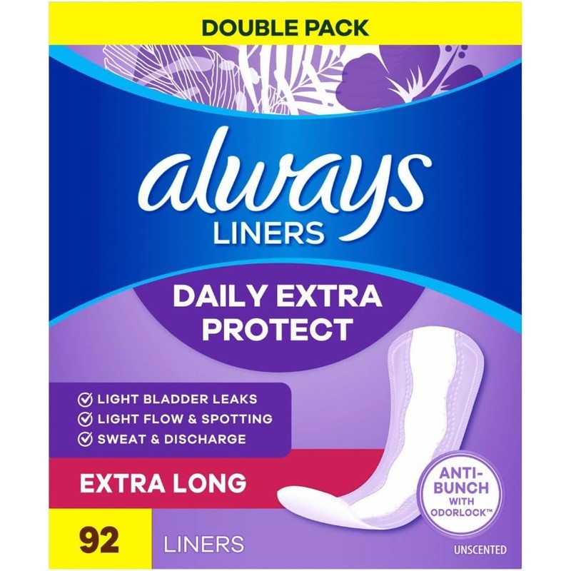 Always Anti-Bunch Xtra Protection, Panty Liners for Women, Light Absorbency,