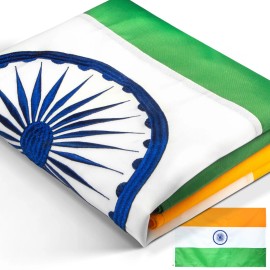 Anley EverStrong Series Embroidered India Flag 3x5 Ft - Nylon Indian Flag