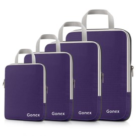 Gonex Compression Packing Cubes in a Set of 3 or 4, 4-Piece Set of Packing Cubes / Luggage Organisers / Garment Bags for Travel