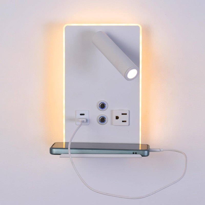CNMYKYDS Wall Mounted Reading Light with Shelf - 3 Color