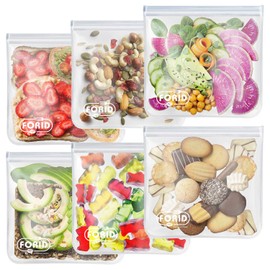 FORID Reusable Gallon Freezer Bags, 6 Pack Extra Thick Gallon Reusable Bags, Leakproof Food Storage Bags for Marinate Food, Fruit Cereal Sandwich Snack Meal Prep Travel Items Home Organization Storage
