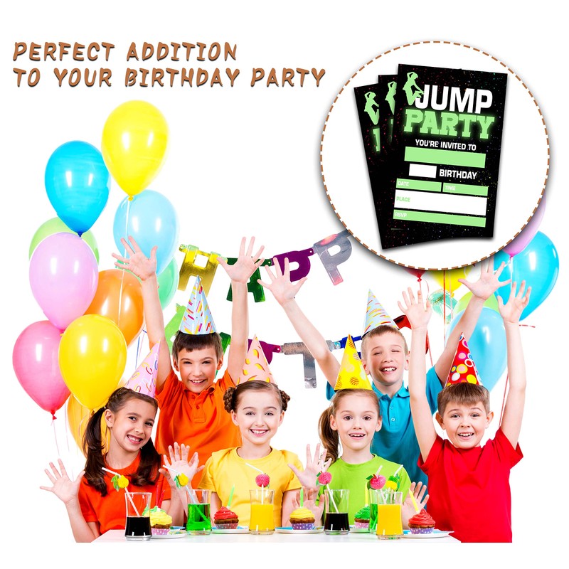 ONDTOM Jump Trampoline Birthday Party Invitations With Envelopes(4" x 6")-