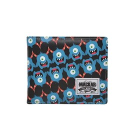 Herrengeldbörse mit Münzfach – Kompakte Geldbörse mit Kartenfächern, Doppelfach für Banknoten und transparentes Fenster – innen beige, außen mit gemustertem Aufdruck, mehrfarbig, L, Modern