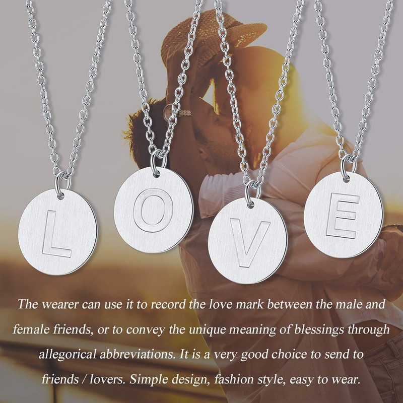 FaithHeart Women's Round Pendant Stainless Steel 26 Letters Necklace Partnership