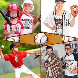 Zhanmai 30 Pcs Baseball Iron on Transfers Vinyl Iron on Decal Retro Ball Sport Iron on Patches Heat Transfers Sublimation Transfers Ready to Press for T Shirts Jacket Bag Hat DIY Sticker