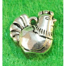 20Pcs Silver Chicken 2-Sided Hen Bird Charms Pendants Earring Drop BD059 - Jewelry Making DIY Crafting Charm Beads for Bracelets