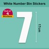 Packwith Pack of 4 White Wheelie Bin Number 7 Stickers