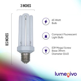 Lumenivo - Bombilla fluorescente de 65 W CFL E39 con base Mogul - Bombilla incandescente equivalente a 300 W CFL Quad Tube 4U 65 W para accesorios de iluminación de seguridad - 6500 K luz diurna - 1 paquete