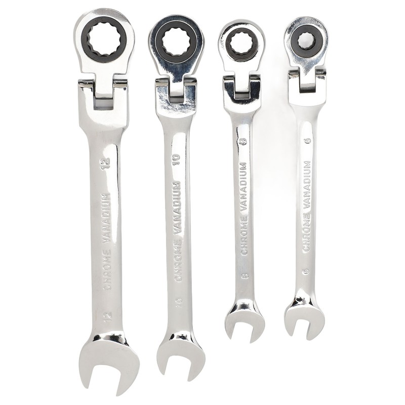 Flex Head Ratcheting Combination Wrench Set Chrome Vanadium Steel Quick