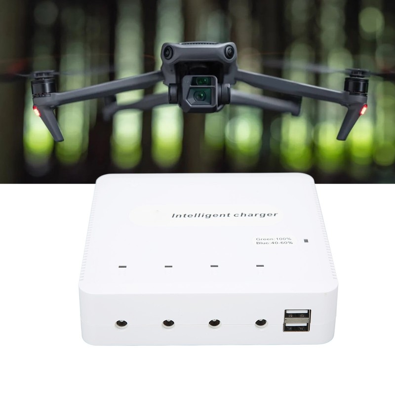 Intelligent Battery Charger with 4 Battery Ports 2 USB Ports