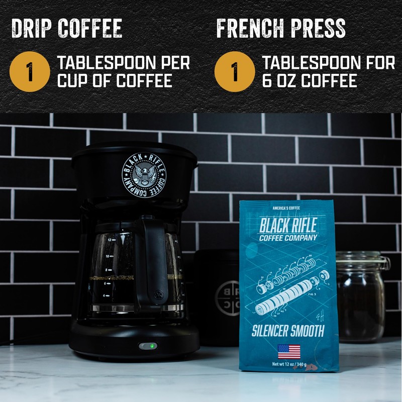Black Rifle Coffee Company Silencer Smooth, 12oz Bag, Ground Coffee